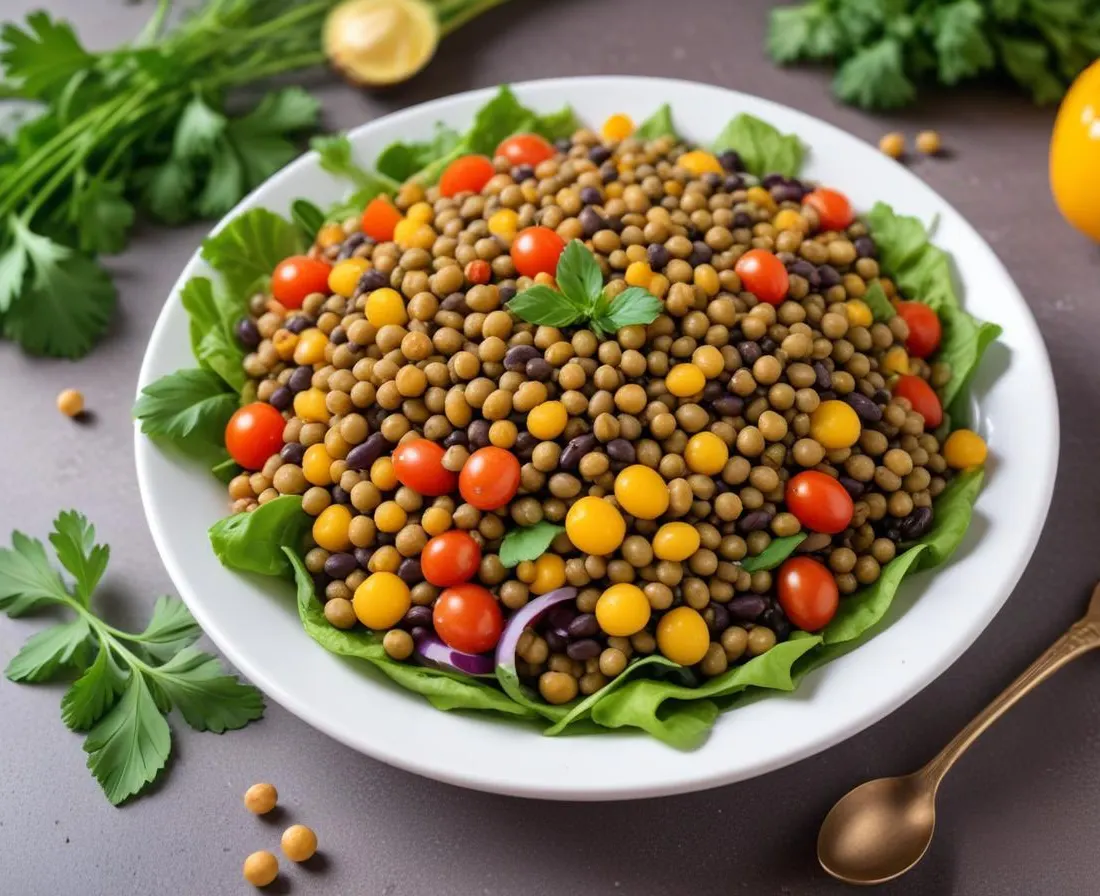 Salade de lentilles aux légumes croquants