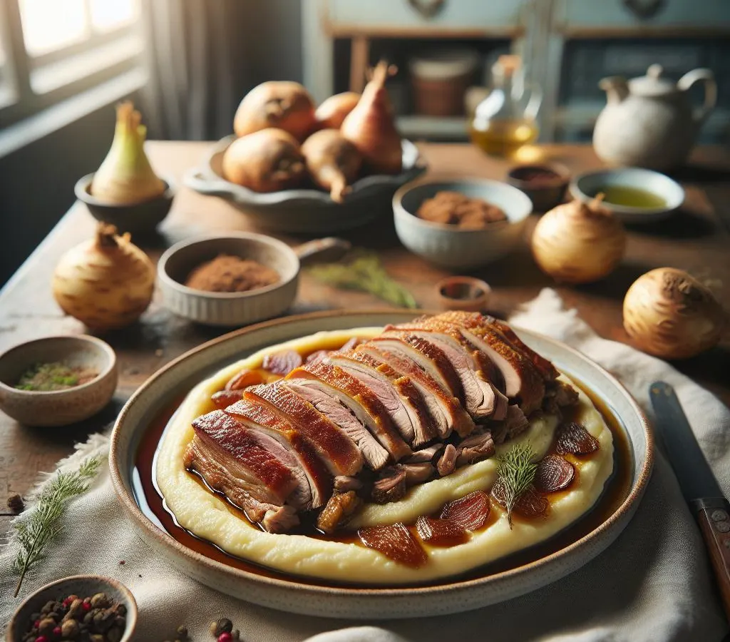 Hachis Parmentier de Canard Confit et Purée de Céleri-Rave