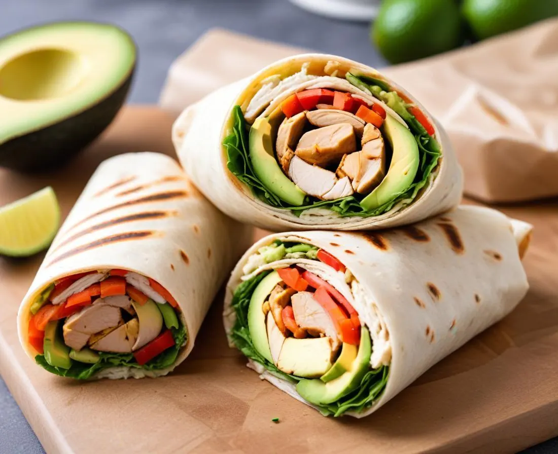 Wrap au Poulet Grillé, Avocat et Crudités