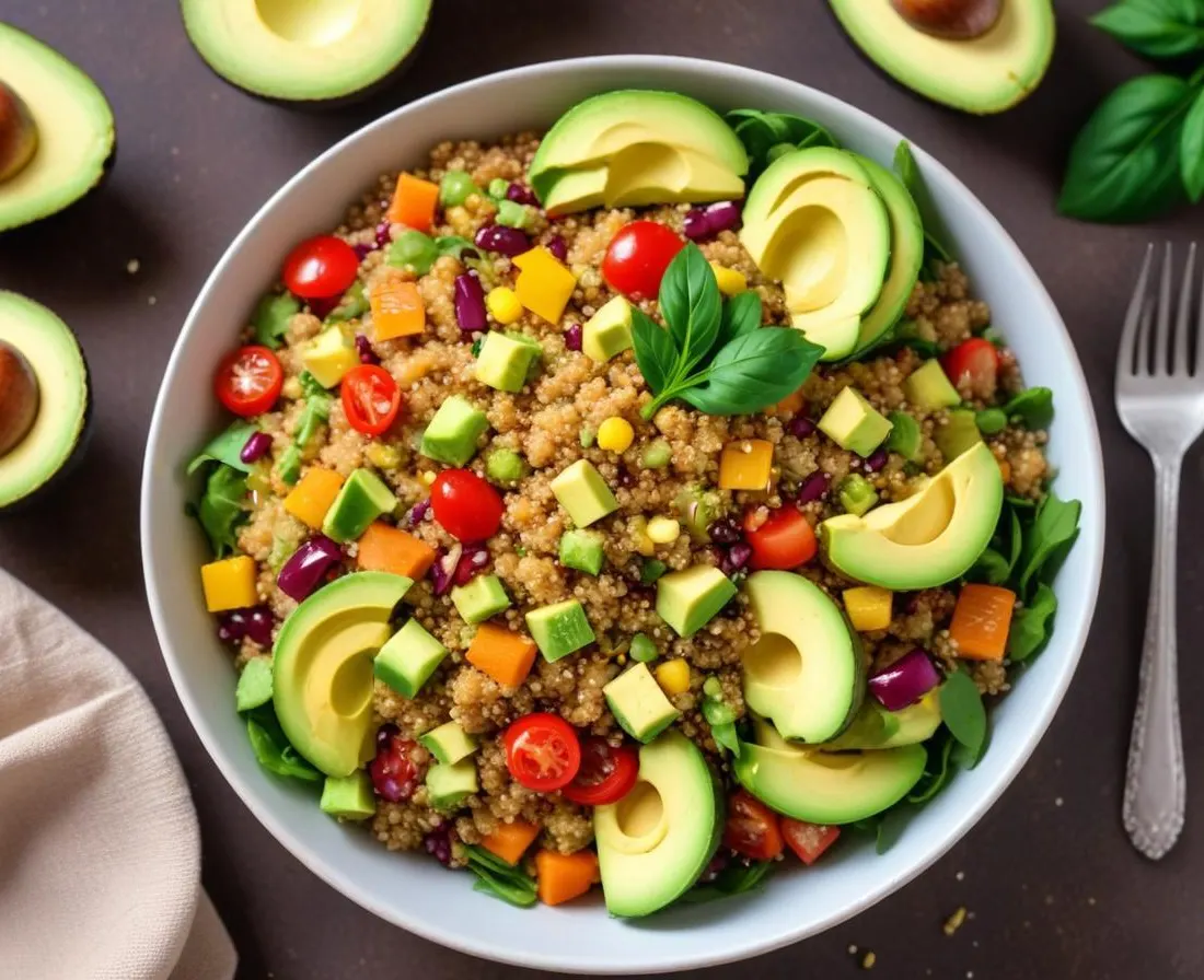 Salade de Quinoa Colorée à l'Avocat et aux Légumes Croquants