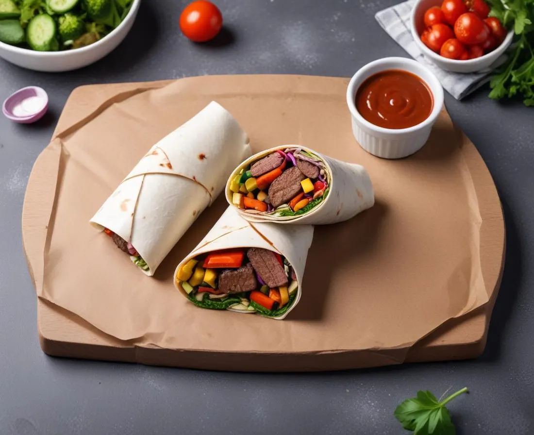Wrap de Bœuf Grillé aux Légumes Frais et Sauce Crémeuse