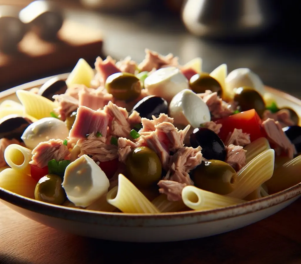 Salade Composée Express : Pâtes, Thon, Olives et Mozzarella