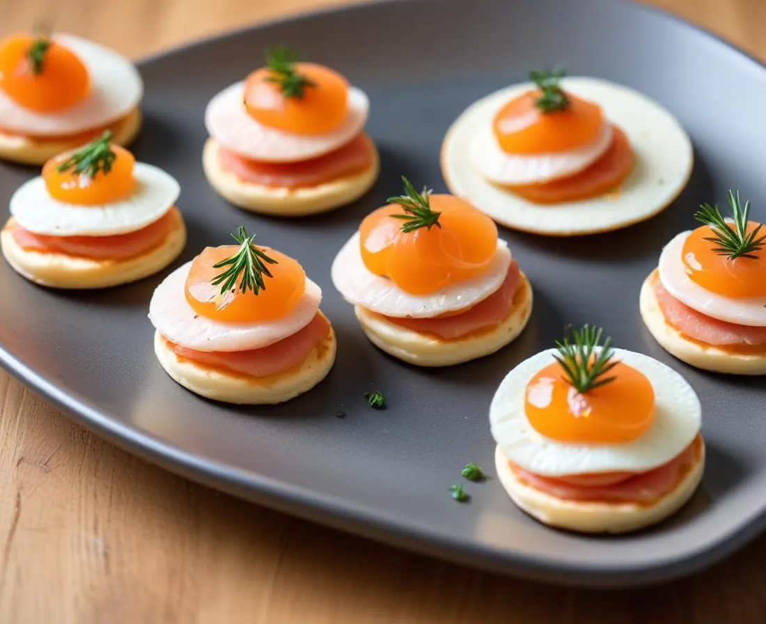 Mini Blinis au Saumon Fumé et Aneth