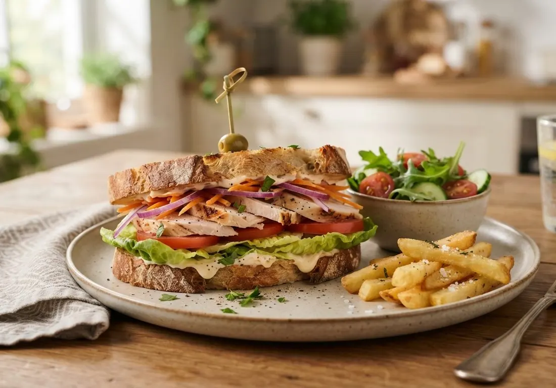 Sandwich poulet crudités
