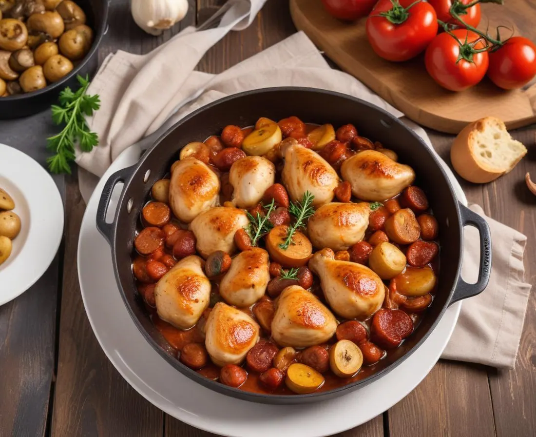 Sauté de Poulet au Chorizo et Champignons Crémés au Cookeola