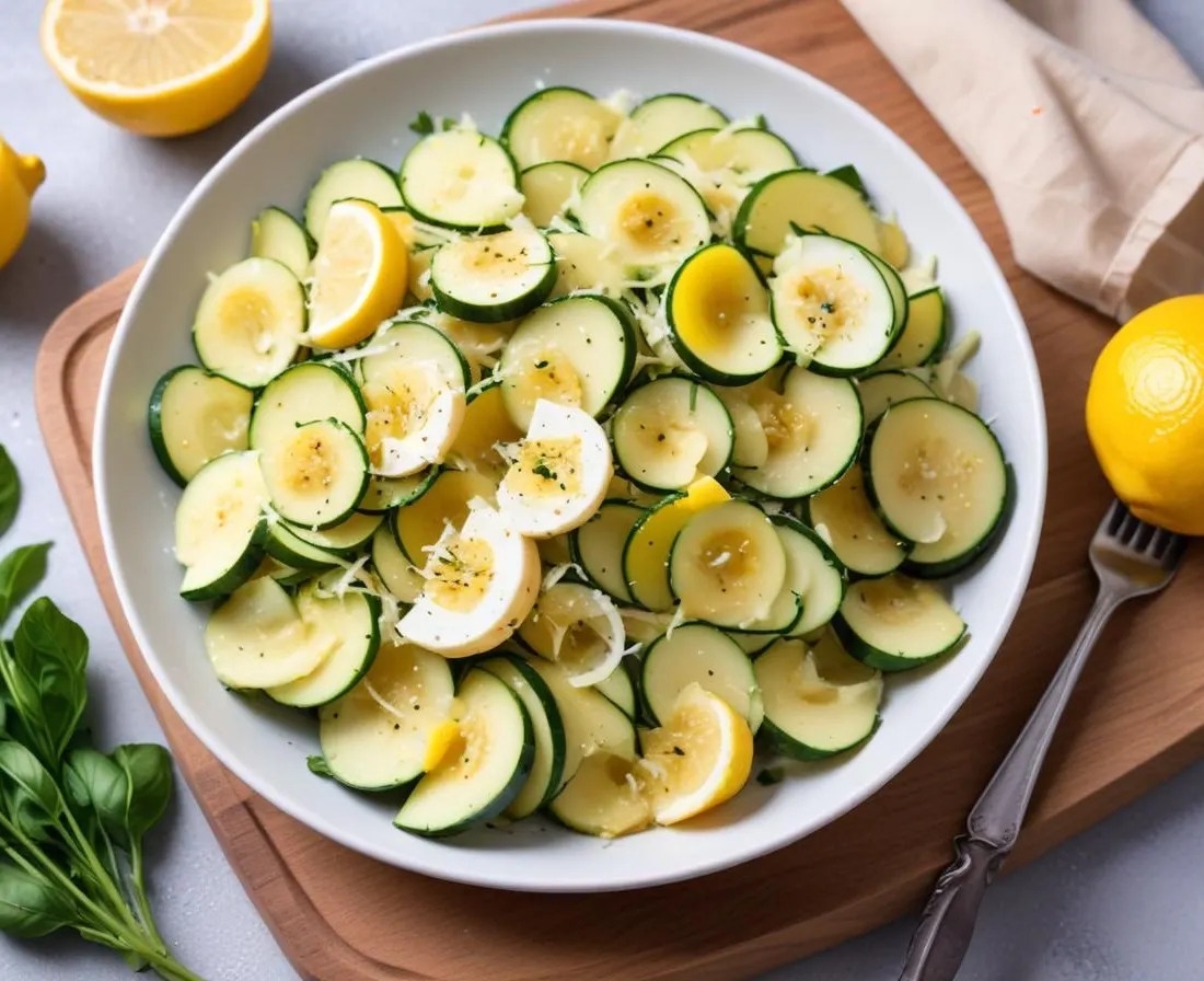 Salade fraîche de courgettes crues au citron et parmesan