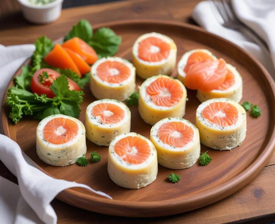 Roulés de concombre au fromage frais et saumon