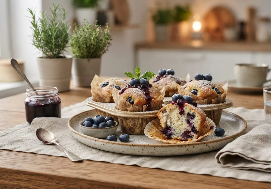 Muffins moelleux au skyr et aux myrtilles fraîches