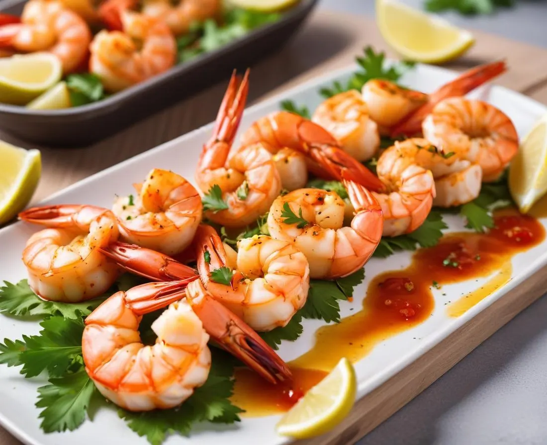 Brochettes de gambas marinées à l'ail et au piment doux