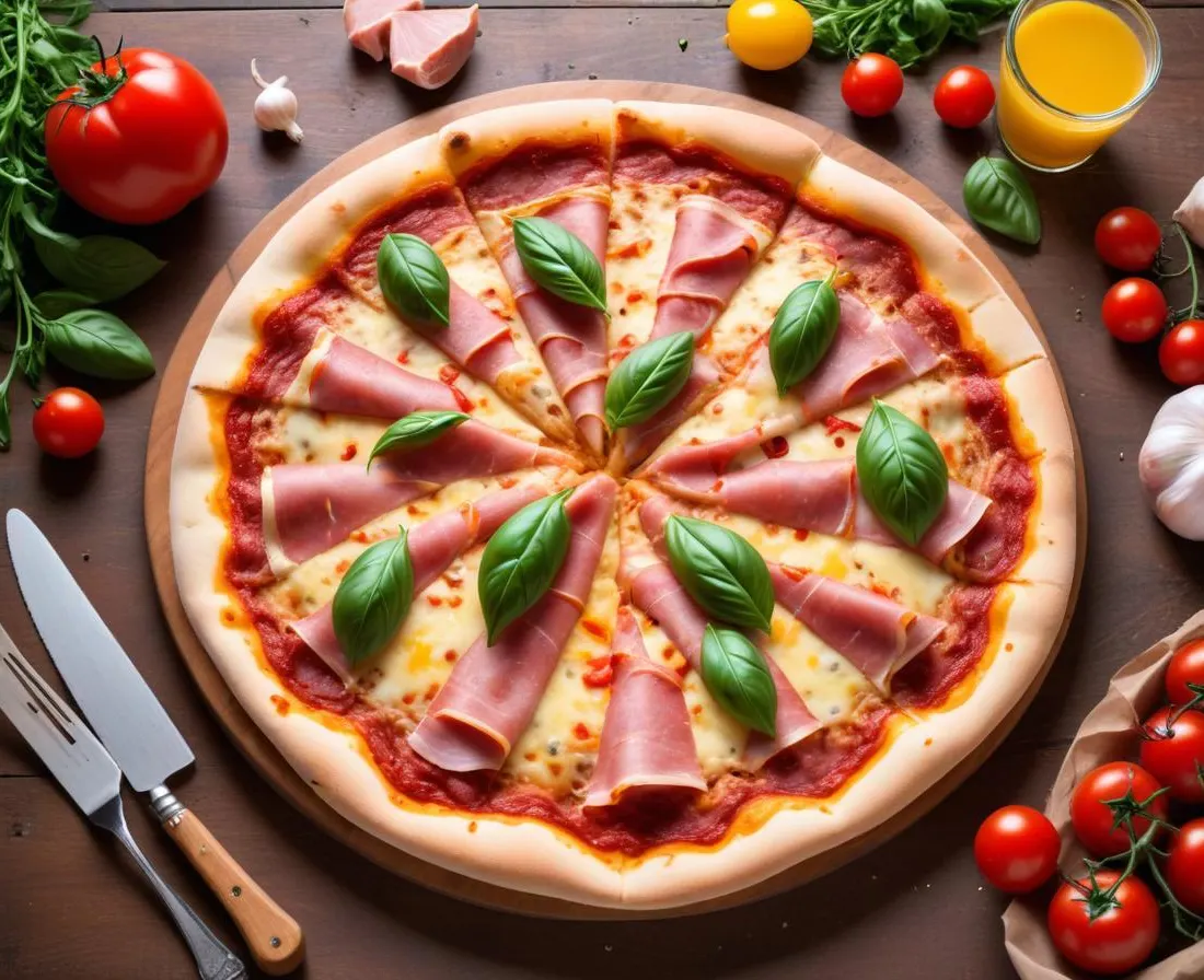 Pizza maison aux légumes du soleil et jambon cru