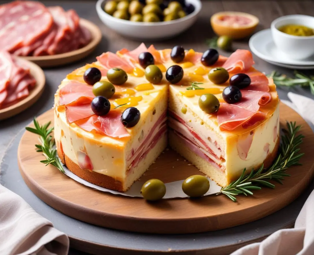 Cake salé aux olives et jambon