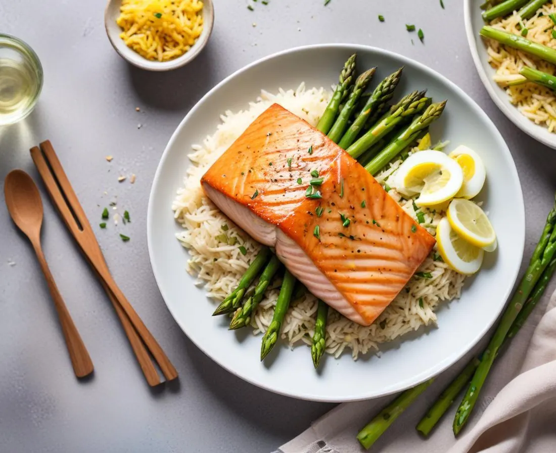 Saumon Grillé, Riz Basmati et Asperges