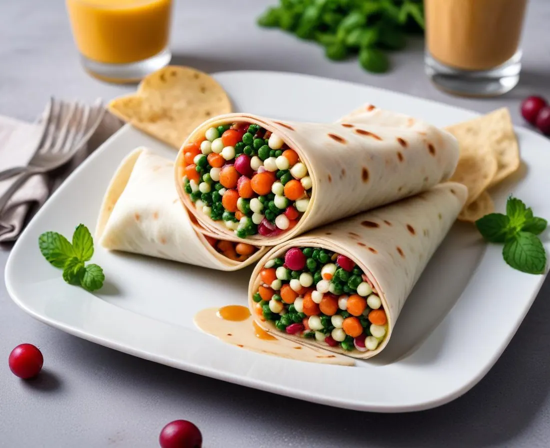 Wrap aux Pois Chiches, Betteraves et Sauce Yaourt-Menthe