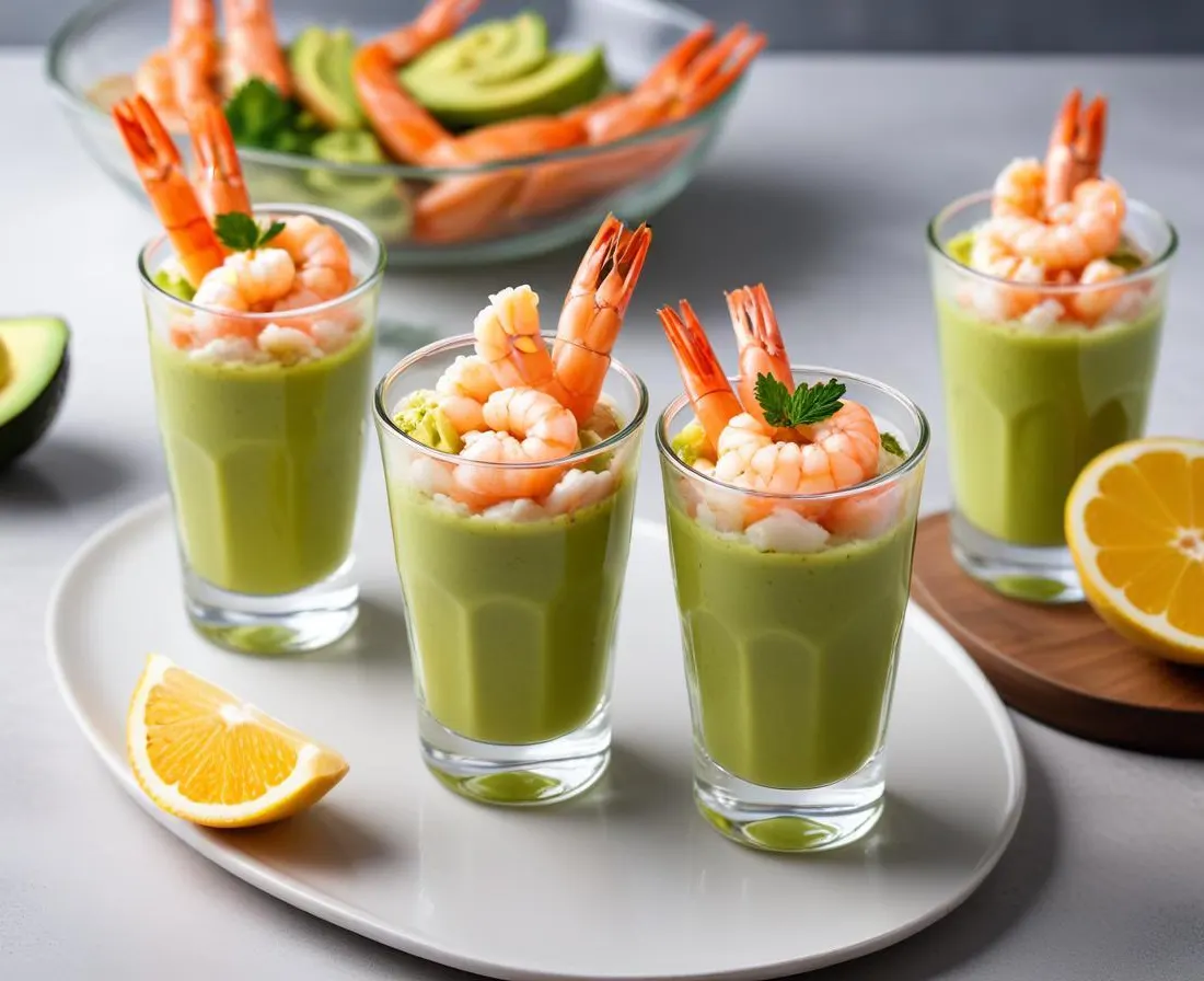 Verrine de crevettes, avocat et pamplemousse