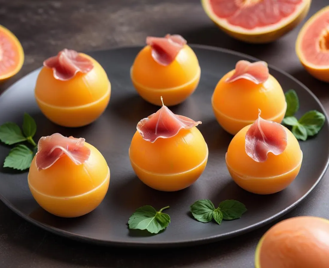Spheres Givrees de Melon et Prosciutto Croustillant