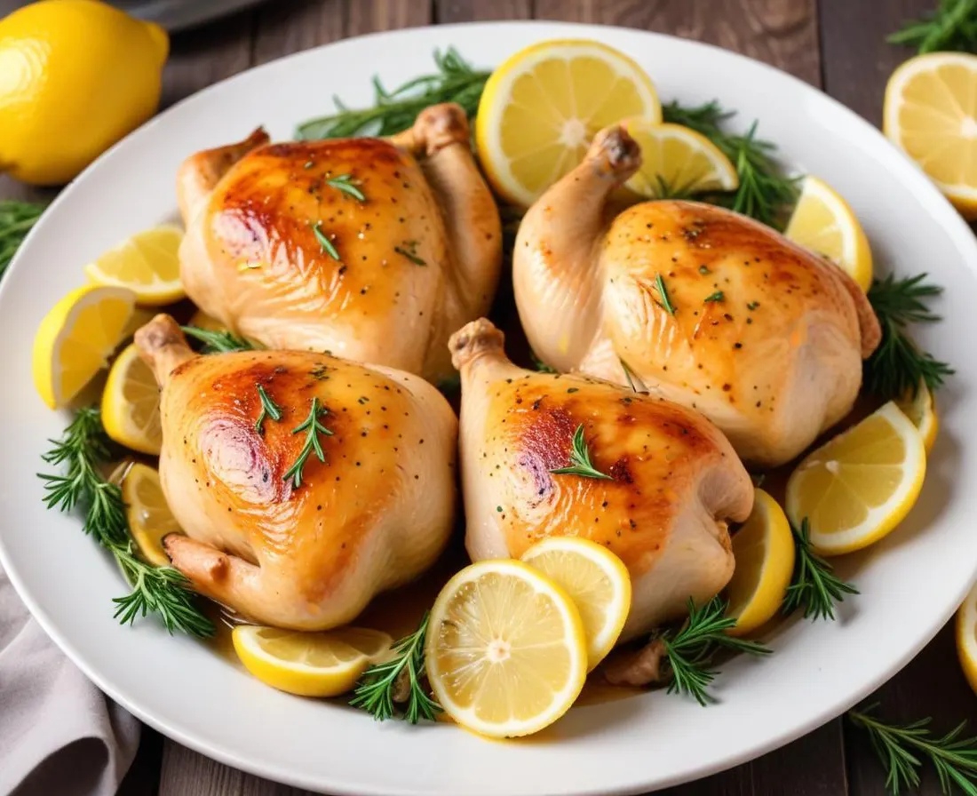 Poulet rôti au citron et romarin