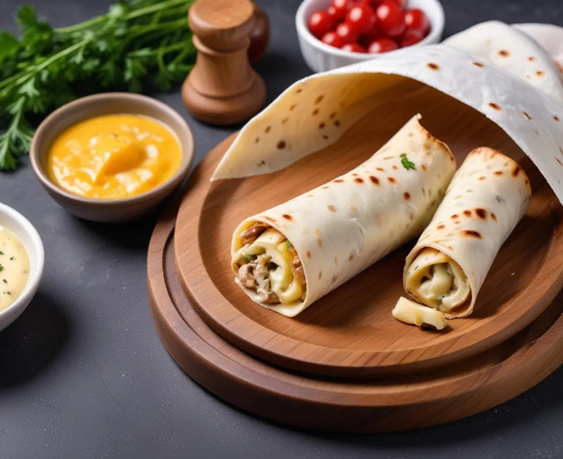 Wrap aux Champignons Sautés et Fromage Fondu