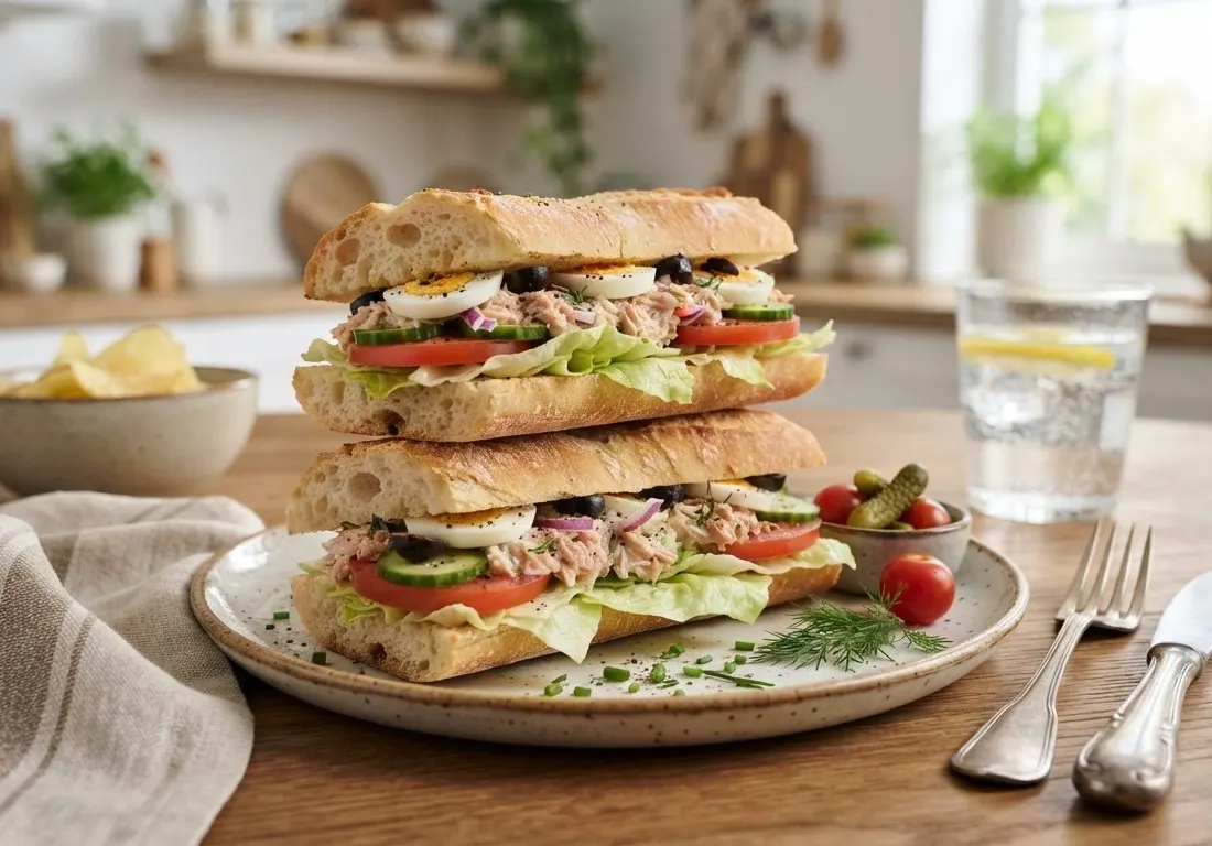 Sandwich au thon et crudités