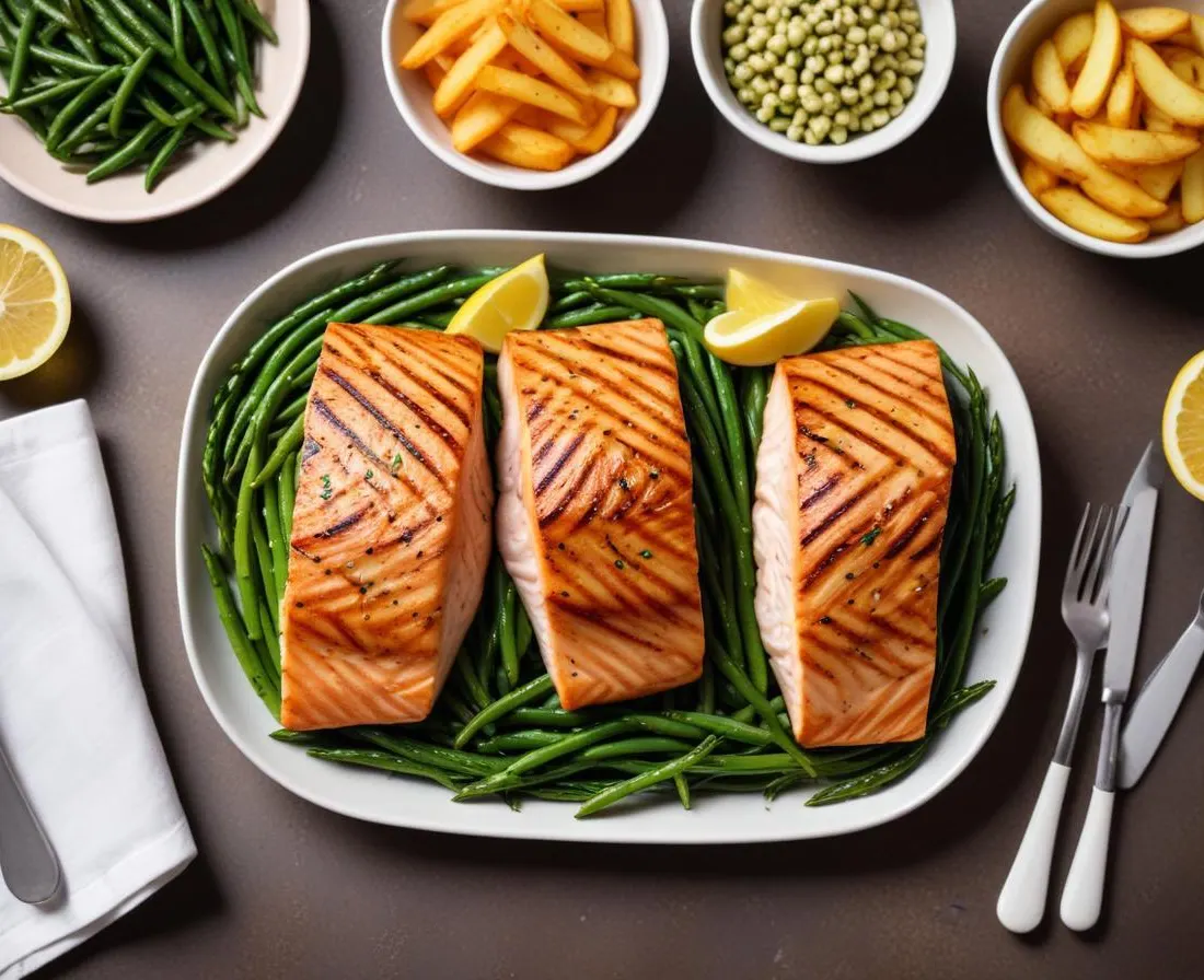 Saumon Grillé, Haricots Verts et Pommes de Terre Nouvelles