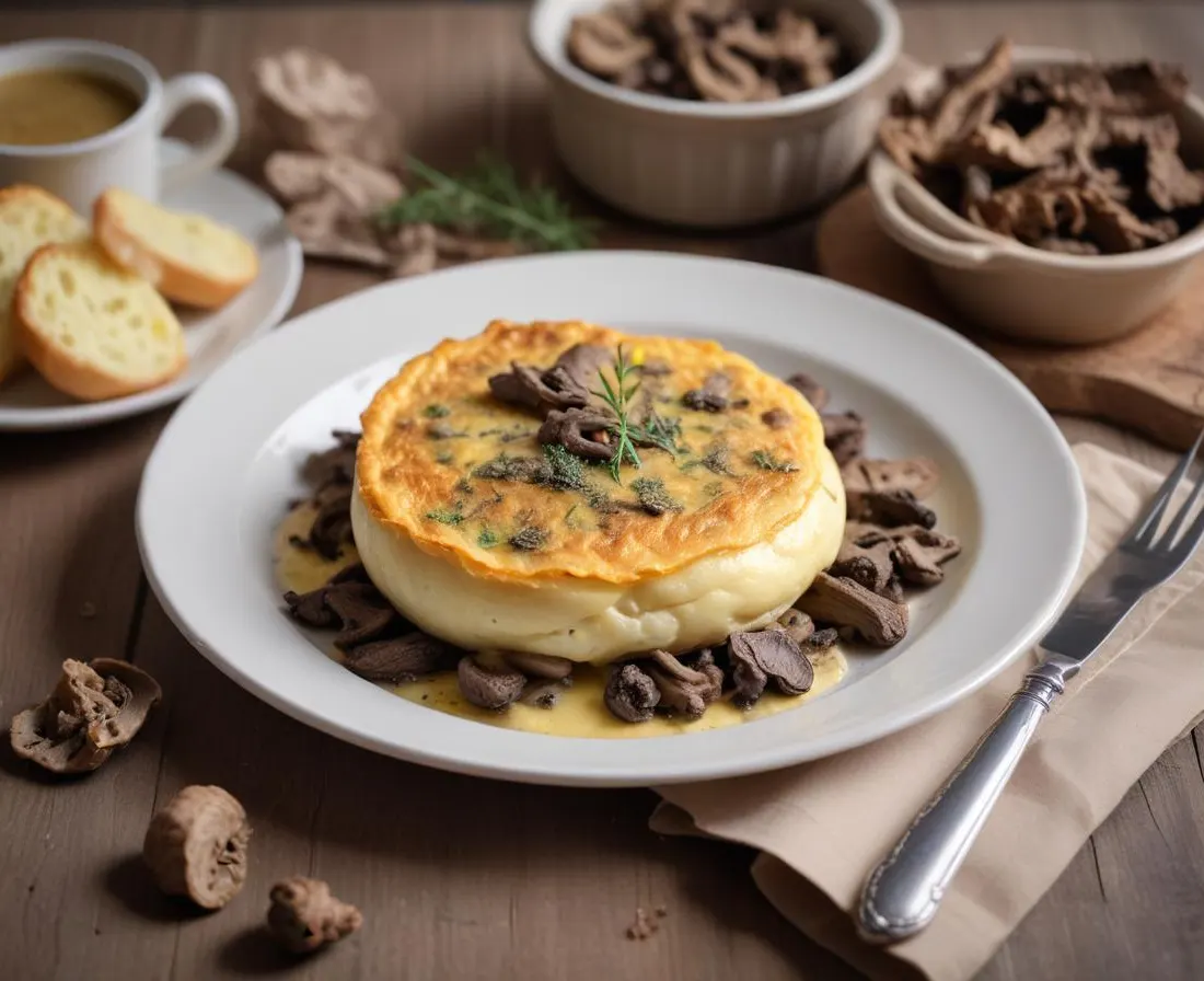 Omelette soufflée aux morilles et ciboulette nouvelle