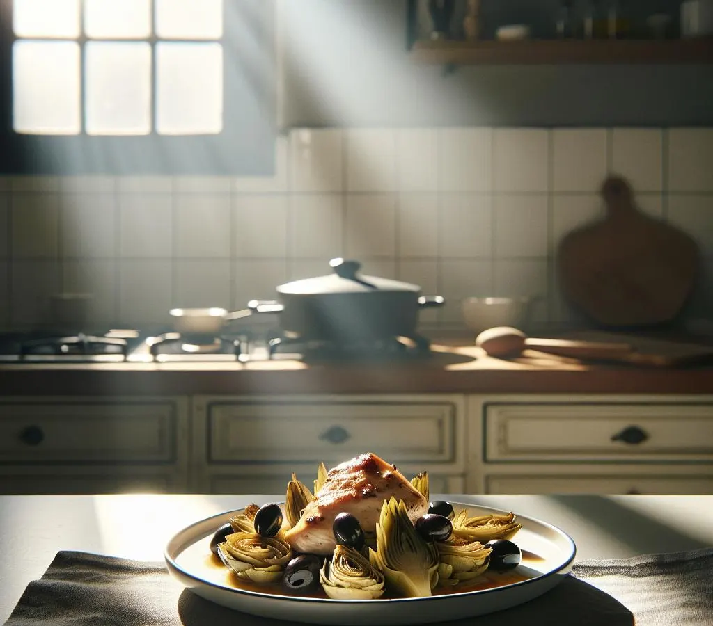 Poulet Sauté aux Artichauts et Olives
