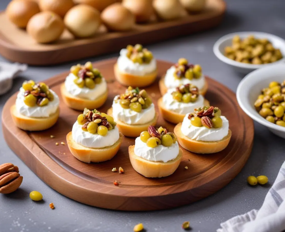 Bouchées de chèvre, miel et pistaches
