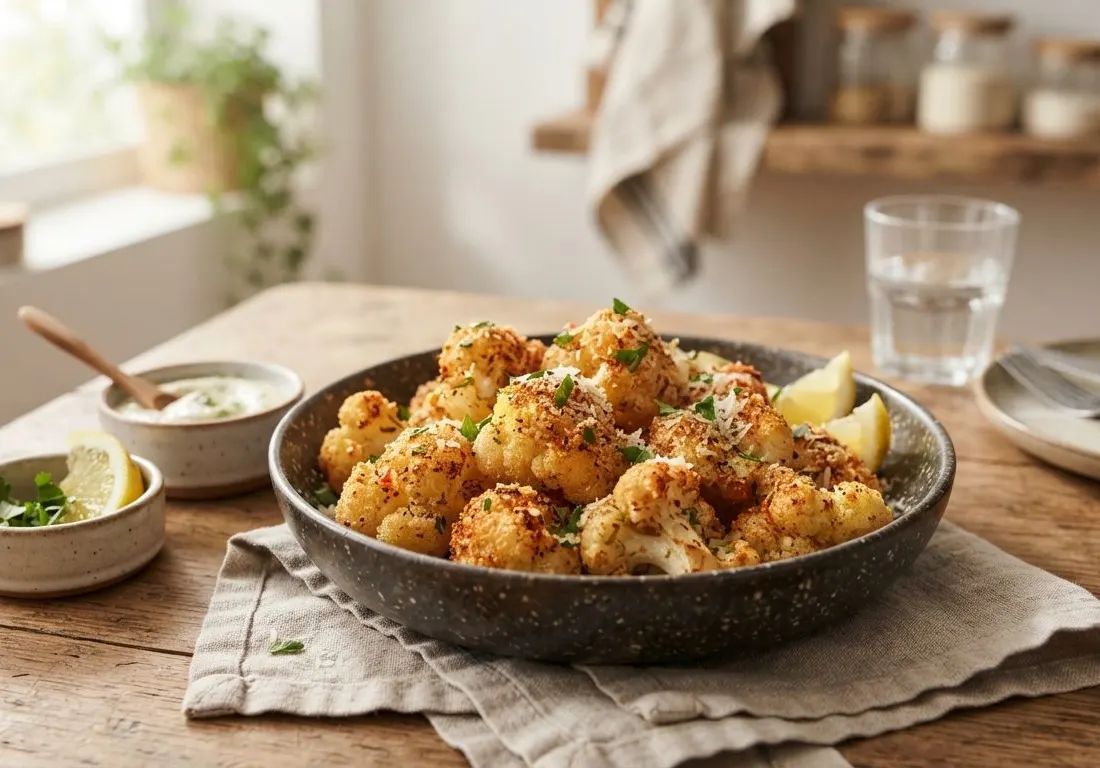 Croustillants de chou-fleur au parmesan et paprika fumé à l'air fryer