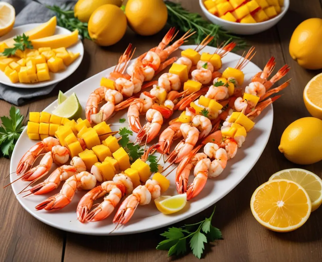 Brochettes Festives de Crevettes et Mangue Épicée