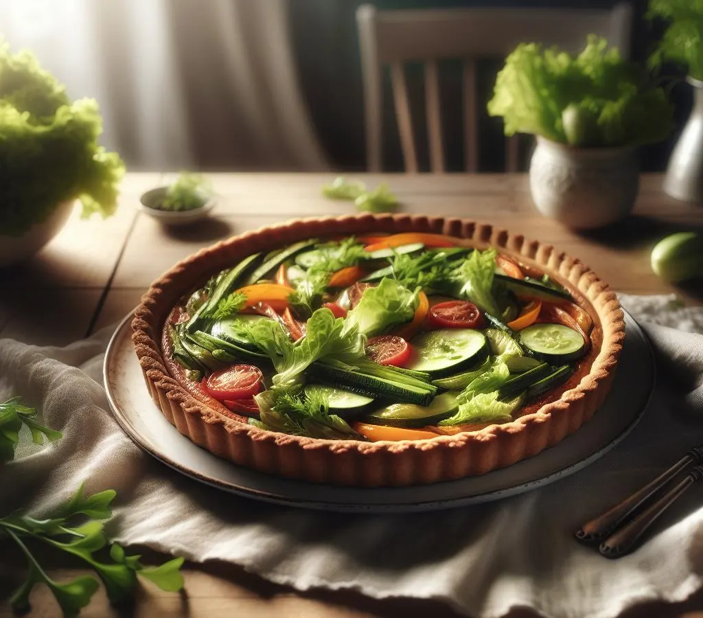 Tarte Estivale aux Légumes du Soleil et Salade Verte