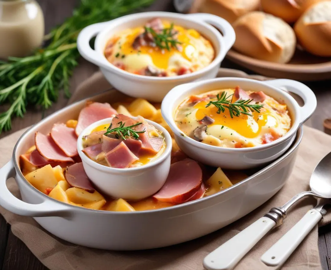 Œufs Cocotte au Jambon et Champignons