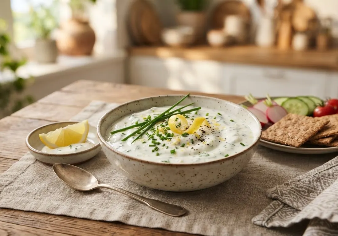 Sauce fraîche au skyr, citron et ciboulette