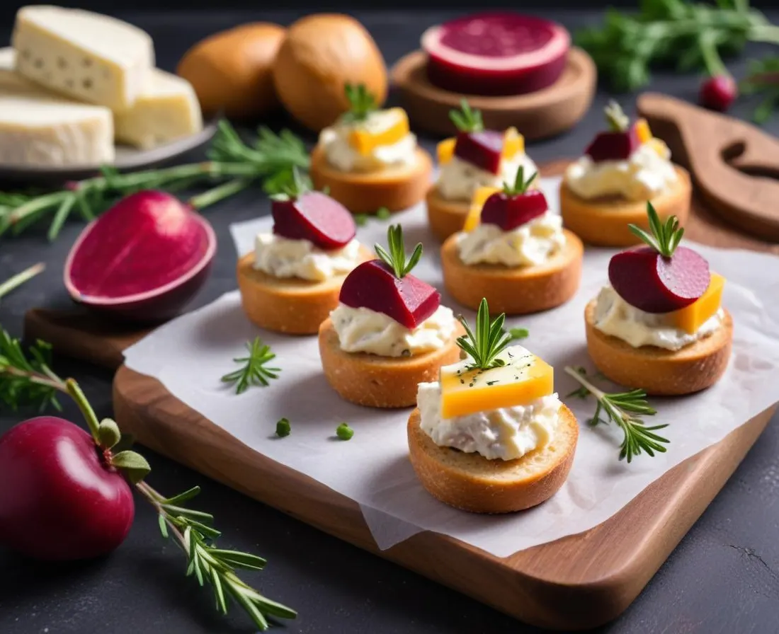 Canapés de Betterave et Fromage de Brebis