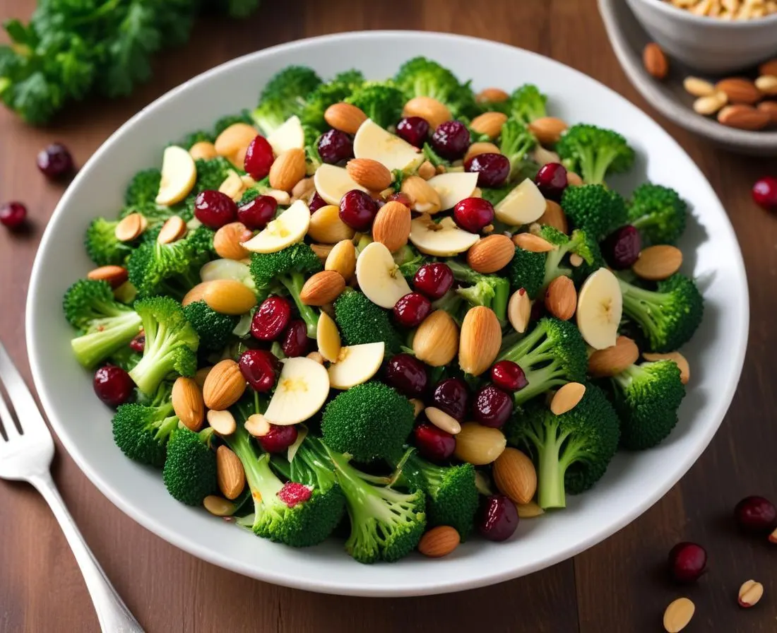 Salade de Brocolis Croquante aux Cranberries et Amandes