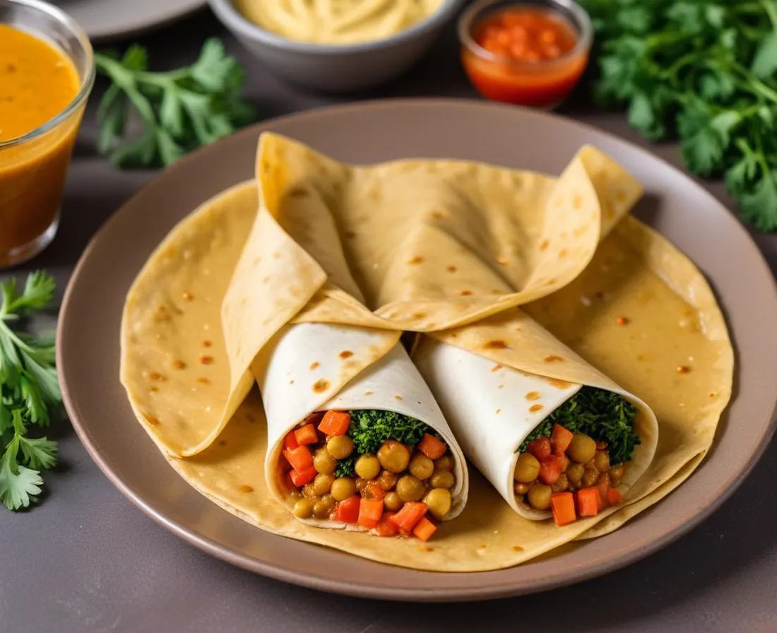 Wrap aux Lentilles Corail, Épinards et Sauce Curry