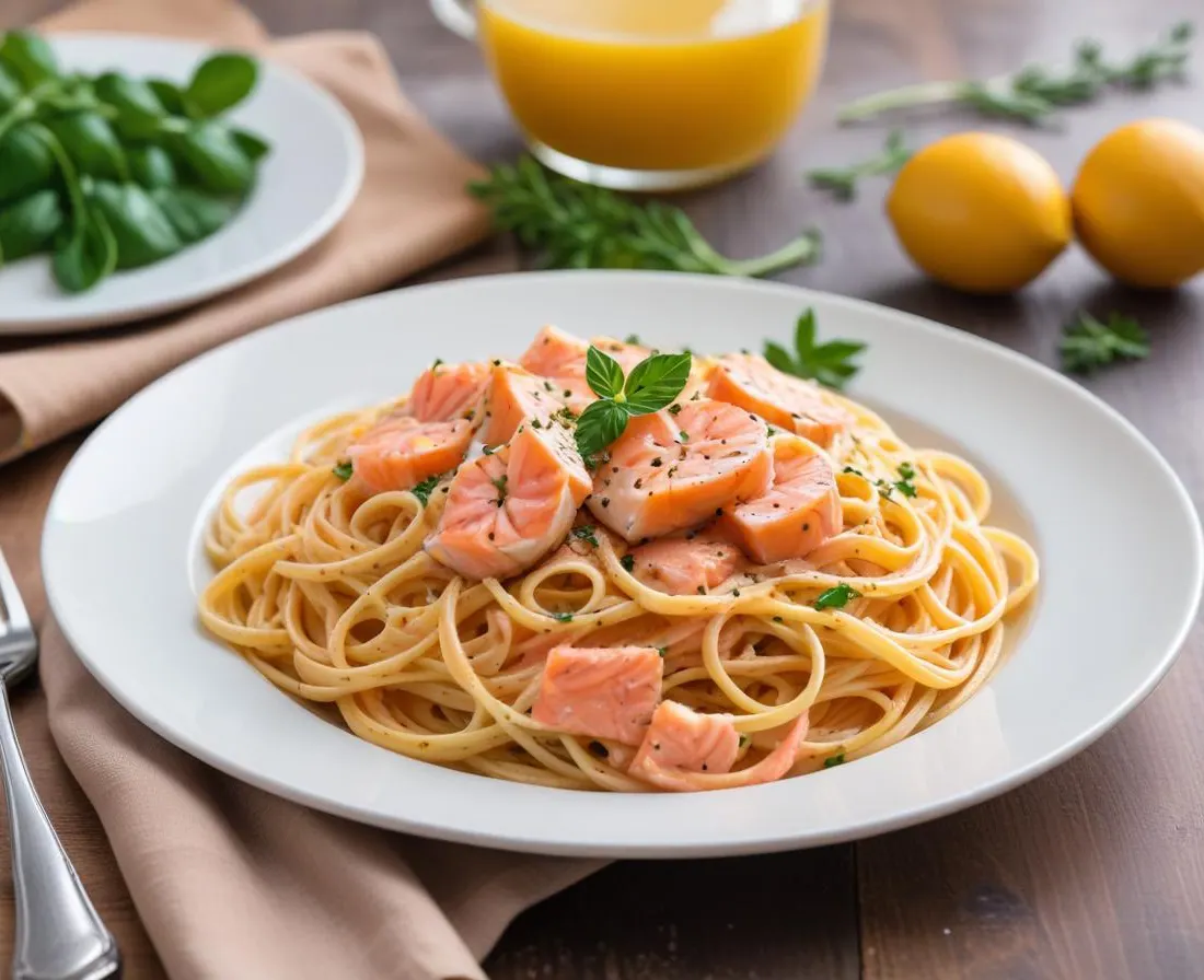 Linguine crémeuses au saumon fumé