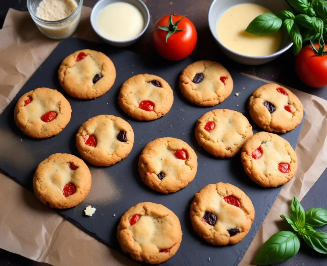 Cookies Salés Tomates Séchées, Basilic & Parmesan