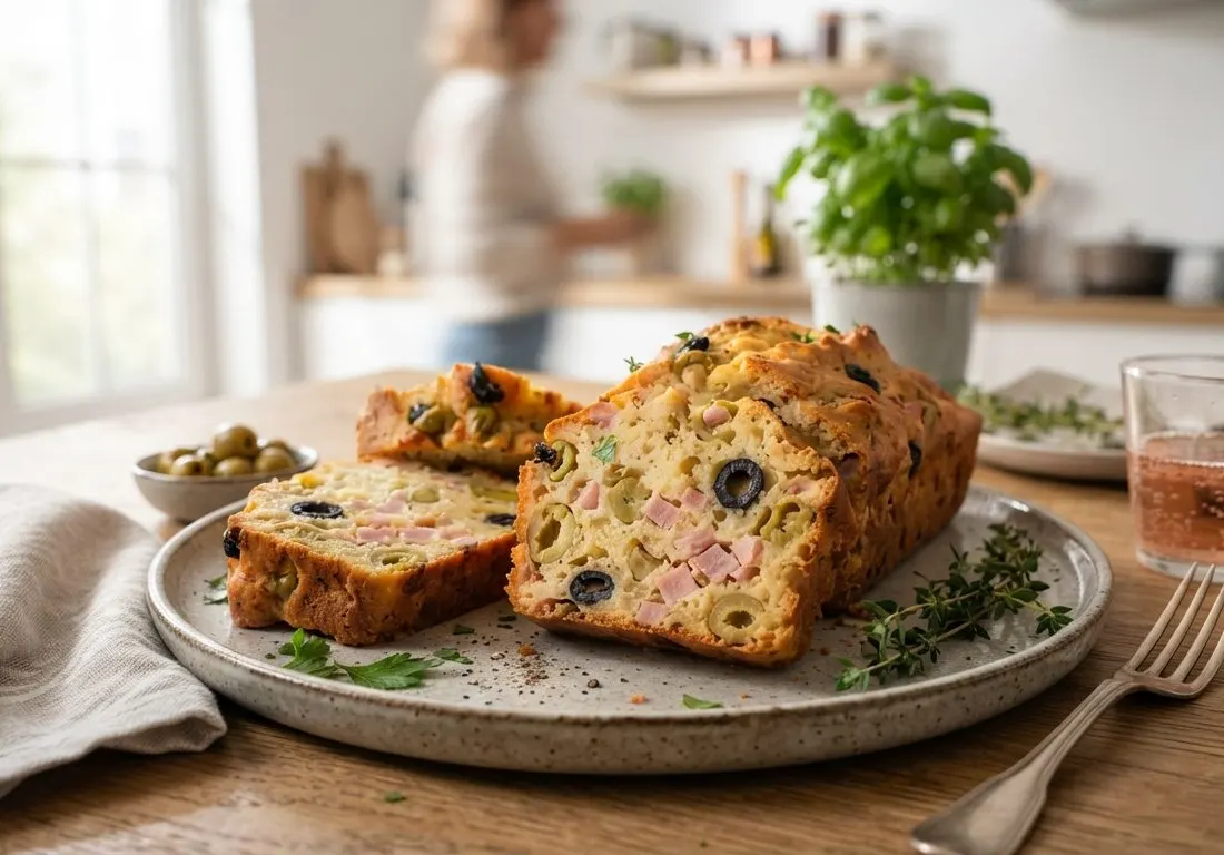 Cake salé aux olives et jambon