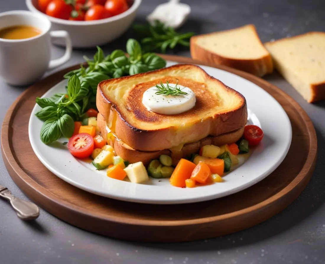 Pain perdu salé aux légumes et fromage