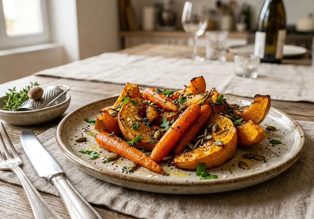 Rôti de Courge de Nice et Carottes à la Muscade