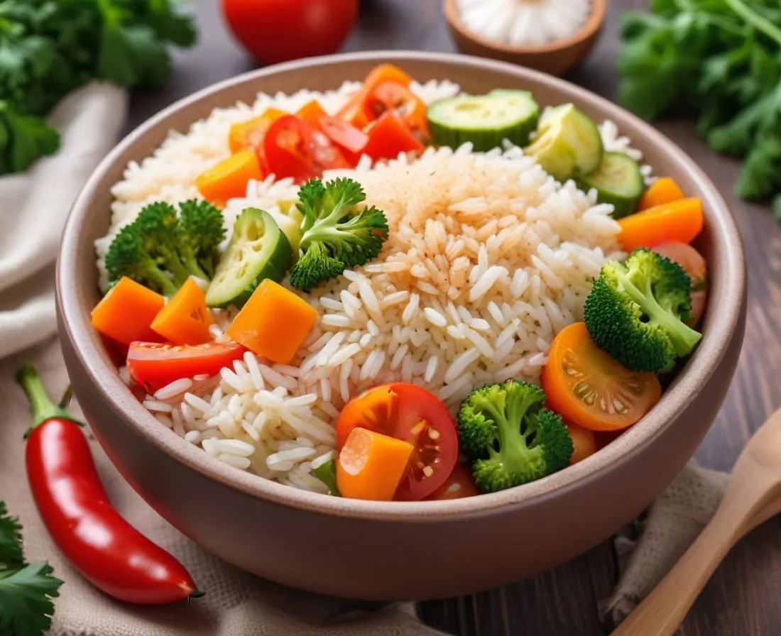 Bowl de riz complet aux légumes rôtis