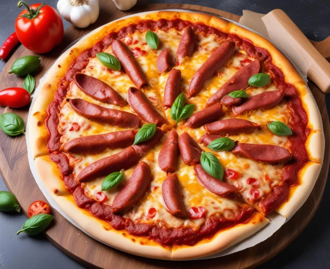 Pizza Orientale aux Merguez, Poivrons et Œufs