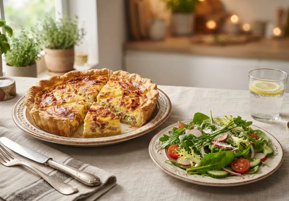 Quiche lorraine et salade verte