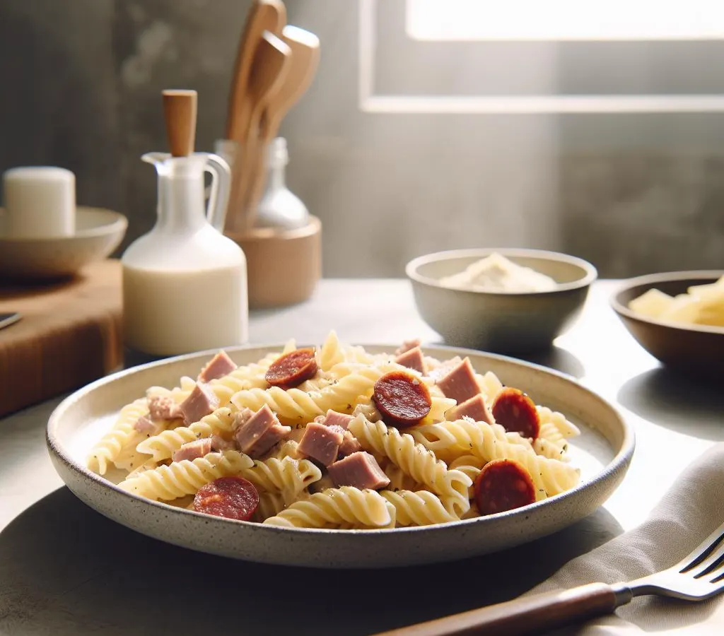 Pâtes crémeuses au chorizo et thon