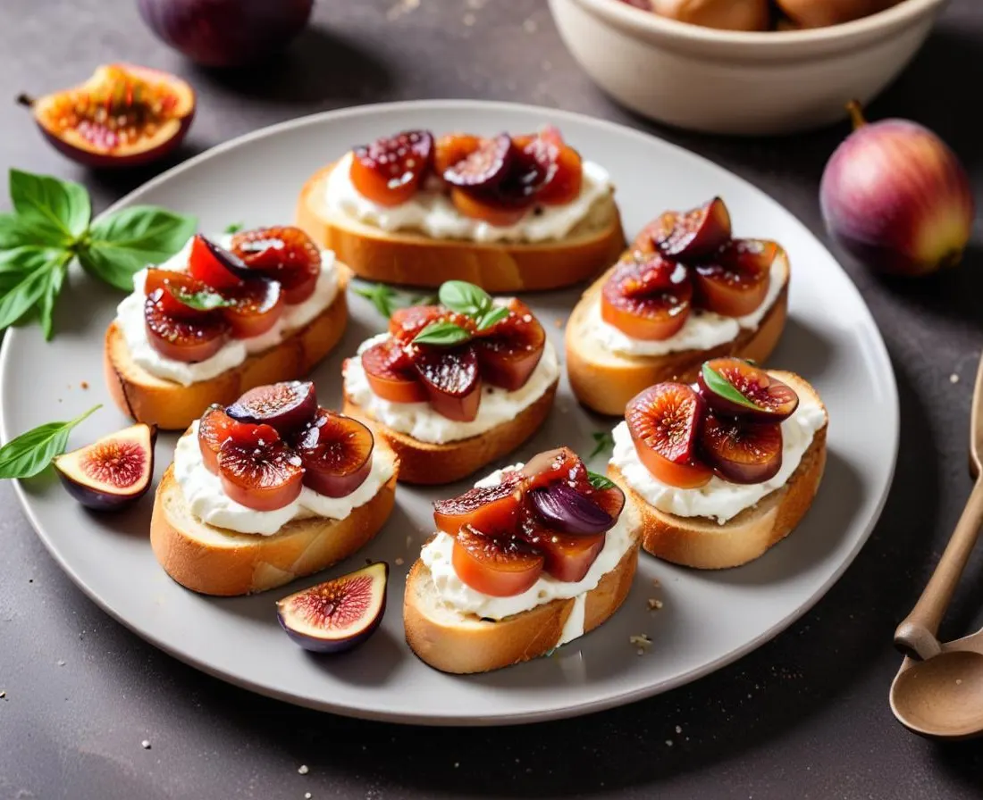 Bruschetta à la Ricotta, Figues Rôties et Miel