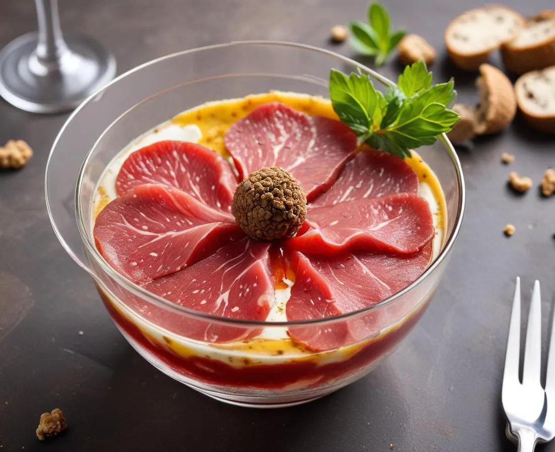 Verrine de carpaccio de bœuf à la truffe