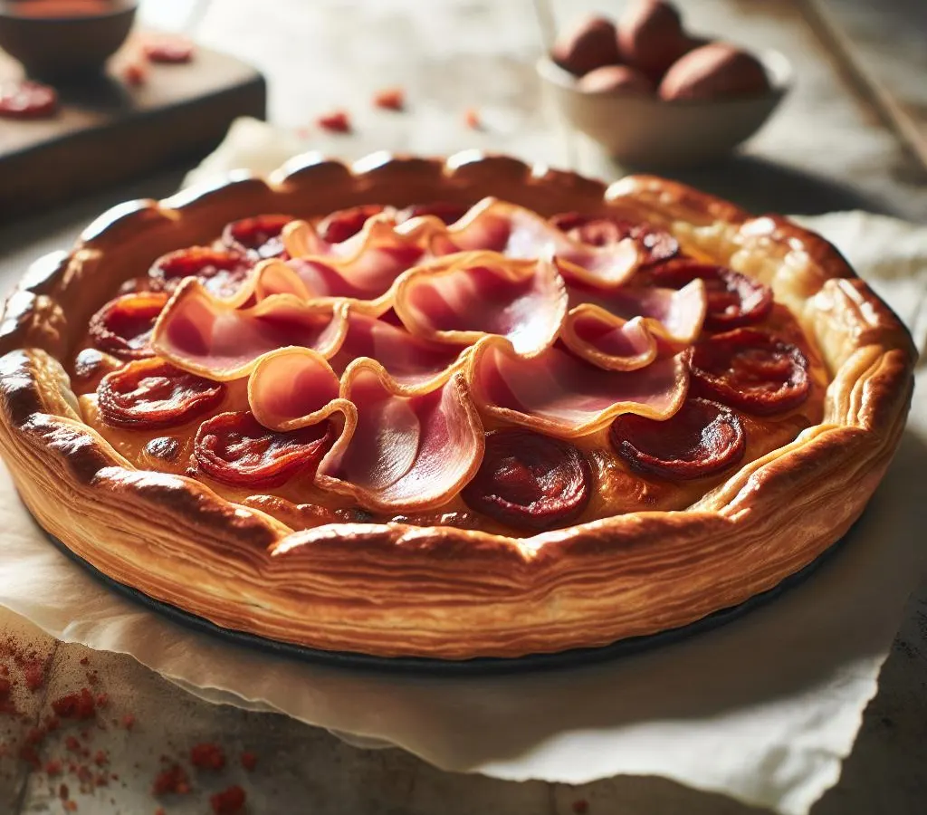 Tarte Feuilletée au Jambon et Chorizo