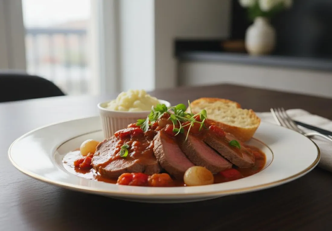 Langue de bœuf à la sauce tomate douce au Cookeo