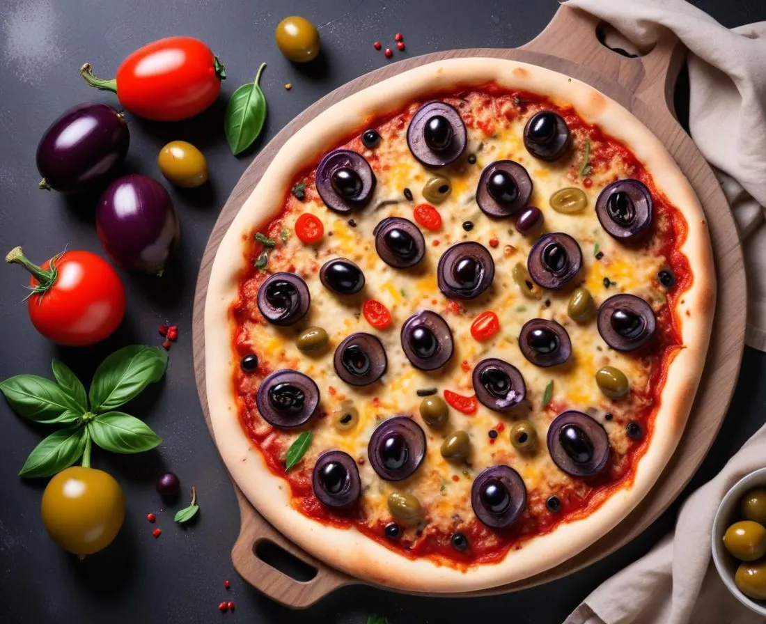 Pizza Sicilienne aux Aubergines, Câpres et Olives
