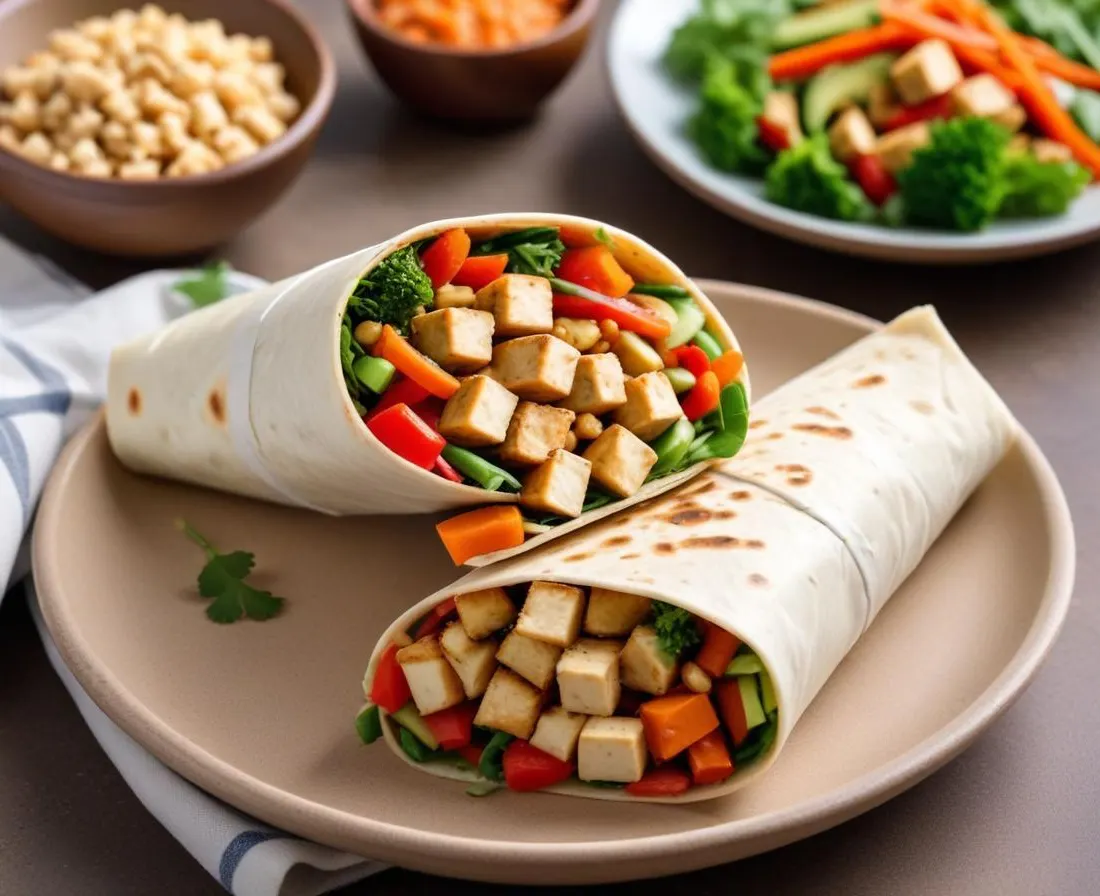Wrap au Tofu Mariné et Légumes Croquants