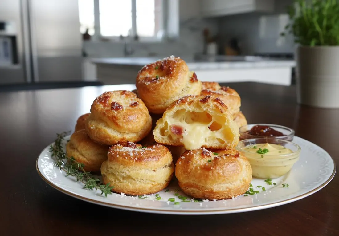 Gougères Dorées aux Lardons et Comté
